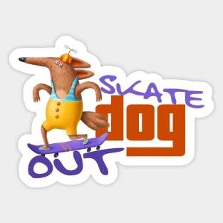 Skate Dog Out Violet Skateboard Sticker